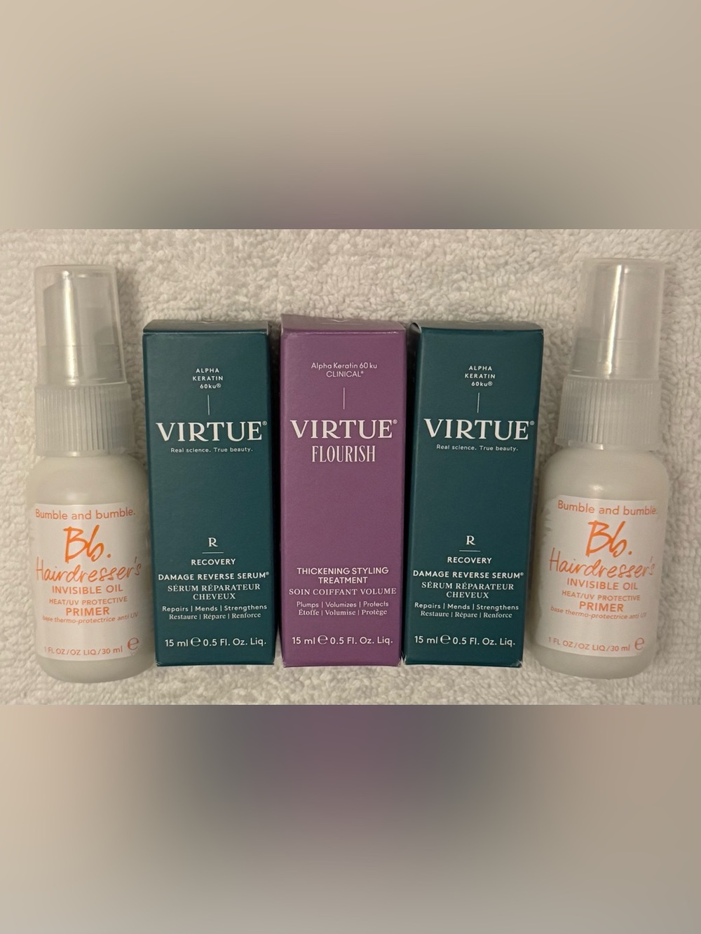 Bumble and bumble & Virtue Hair Care Set - Invisible Oil Primer, Recovery Serum
